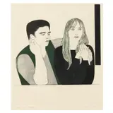 The Young Couple by Will Barnet, Etching and aquatint in colors, sold Apr 2023