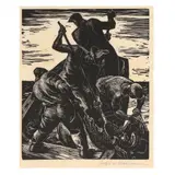 Great Lakes Fishermen by Robert von Neumann, Woodblock print on Japan paper, sold Apr 2023