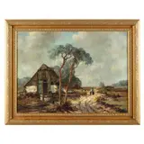 A Rural Scene with Figures and Well by A. Reynders, Oil on canvas, sold Apr 2023