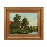 Cattle Watering by Cor Bouter, Oil on canvas, sold Apr 2023