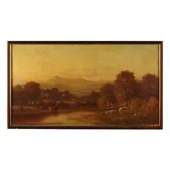 Cattle Watering by Charles Wilson Knapp, Oil on canvas, sold Apr 2023