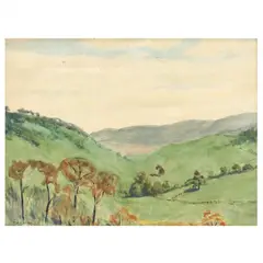 Summer Landscape by John Marshall Gamble, Watercolor on paper, sold Apr 2023