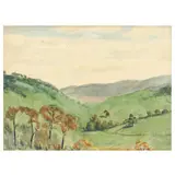 Summer Landscape by John Marshall Gamble, Watercolor on paper, sold Apr 2023
