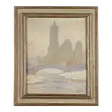 Central Park in Snow by Bela De Tirefort, Oil on canvas, sold Apr 2023