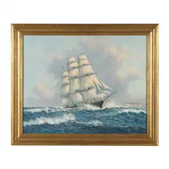 Three Masted Clipper Chip by Earl Edward Colllins, Oil on canvas, sold Apr 2023