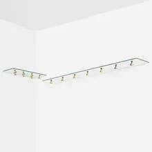 Coat racks, set of two by Osvaldo Borsani, c. 1950, tempered glass, brass, rubber, sold Aug 2022