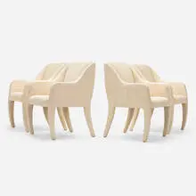 Armchairs, set of four by Vladimir Kagan, 1989, upholstery, sold Aug 2022