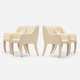 Armchairs, set of four by Vladimir Kagan, 1989, upholstery, sold Aug 2022