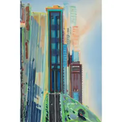 Hill Street by Wayne Thiebaud, 1987, woodcut in colors, sold May 2025