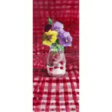 Flowers in Bottles: Pansies #4 by Paul Wonner, 2003, watercolor on paper, sold May 2025