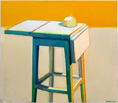 The Mid Summer Drop-Leaf End Table by Raimonds Staprans, 1993, oil on canvas, sold May 2025