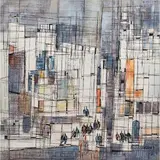 Untitled (Cityscape) by Magnus Engstrom, 1967, oil on canvas, sold May 2025