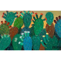 Cactus by Bibi Zogbé, 1970, oil on board, sold May 2025
