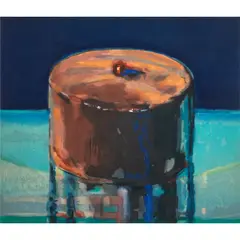 Dark Cake by Wayne Thiebaud, 1983, woodcut in colors on Tosa Koza paper, sold May 2025