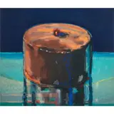 Dark Cake by Wayne Thiebaud, 1983, woodcut in colors on Tosa Koza paper, sold May 2025