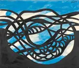 Alice Sumberged by Priomordials and Waves" or "Love of the Oceans by Walter Gaudnek, 1970, Oil on Canvas, sold Jun 2026