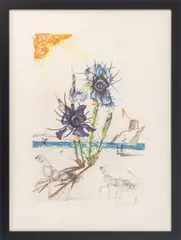 Iris Germanica cum Ocellis Italicis" [German Iris with Italian Eyes] by Salvador Dalí, 1972, Etching and Heliogravure in Colors on Arches Paper, sold Jul 2026