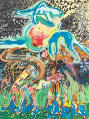 Abstract Figural Composition by Eva Bouzard-Hui, Oil on Canvas, sold Jul 2026