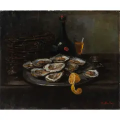 Still Life with Oysters by Walter Vaes, oil on canvas, sold May 2025