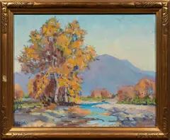 Southern California Scene by Esther Eddy Hasting, oil on canvas board, sold May 2025