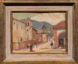 Street Scene by Esther Eddy Hasting, oil on canvas board, sold May 2025