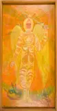 Saint George and the Dragon by Marcia Gaiter, oil on masonite, sold May 2025