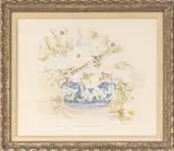 Peonies and Lilacs in Cousin Rita's Panda Bowl by Davis Carroll, Lithograph with Watercolor Embellishments, sold Jul 2026