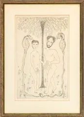 Adam and Eve by Gabor Peterdi, Etching in Colors, sold Sep 2026