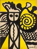 Untitled (Abstract Figural Composition) by Walter Gaudnek, 1971, Oil on Canvas, sold Jul 2026