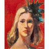 Portrait of Sharon Rose Finkle by Hyatt Moore, 2012, acrylic on board, sold Jun 2025
