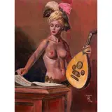 A Classic Lute Player by Russell R. Tripp, 2023, acrylic on board, sold Jun 2025