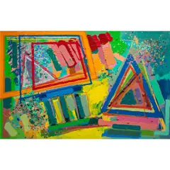 Abstract by Edward Avedisian, acrylic on panel, sold Jun 2025