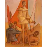 The Red Sail by Palmer Schoppe, 1963, oil on canvas, sold Jun 2025