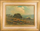 Landscape with Wildflowers by Manuel Valencia, oil on canvas affixed to board, sold Jun 2025