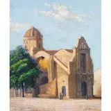 Iglesia de San Francisco de Paula by Domingo Ramos, oil on masonite, sold Jun 2025