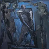 Zwei Frauen by Max G. Kaminski, 1984, oil on canvas, sold Jun 2025