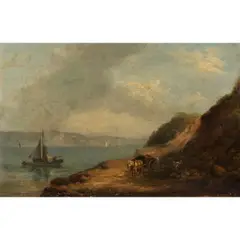 Untitled (Man Working Seaside) by Augustus Wall Callcott, oil on canvas, sold Jun 2025