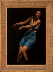Portrait of a Woman with Fishing Net by Edgar Leeteg, Oil on Velvet, sold Jul 2026