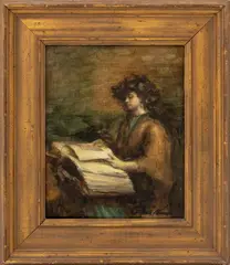 Figural Interior Scene by Frank Herbert Mason, 1983, Oil on Panel, sold Jul 2026