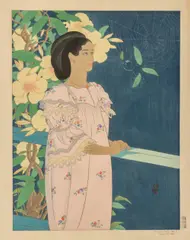 Fleurs du Soir: Truck-Toloas" [Evening Flowers] by Paul Jacoulet, 1941, Woodblock Print in Colors, sold Jul 2026