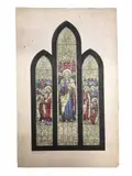 Seven designs for church stained glass, including at St by Staine Glass.- Powell, pencil, offered Nov 2021