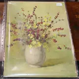 Still life of mixed flowers in a vase by Eliza Mary Burgess, watercolor, sold Jul 2020