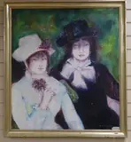 Portrait of two ladies by Ellinor Michel, 1979, oil on canvas, sold Jun 2020