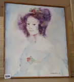 Lady with flowers in her hair by Ellinor Michel, 1970, oil on canvas, offered Jun 2020