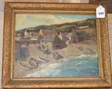 Cornish cove (Cadgwith, Cornwell) by Ernest Knight, oil on canvas board, sold Jun 2020