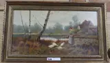 Feeding the geese by James Paulter, oil on canvas, sold Jun 2020
