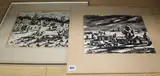 Studies of villages by Stephen Ampenberger, ink and wash, sold Jun 2020