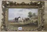 Plough horses at rest by Henry Earp Snr, oil on panel, sold Jun 2020