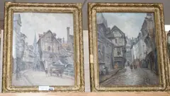 French street scenes by Henri Vognet, 1916, oil, sold Jun 2020