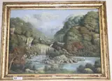 Home Chase with the lover's leap on the river Dart, Devonshire the property of Sir Rouchon Kaye by Lieutenant General William Le Mesurier, 1873, oil on canvas, sold Jun 2020